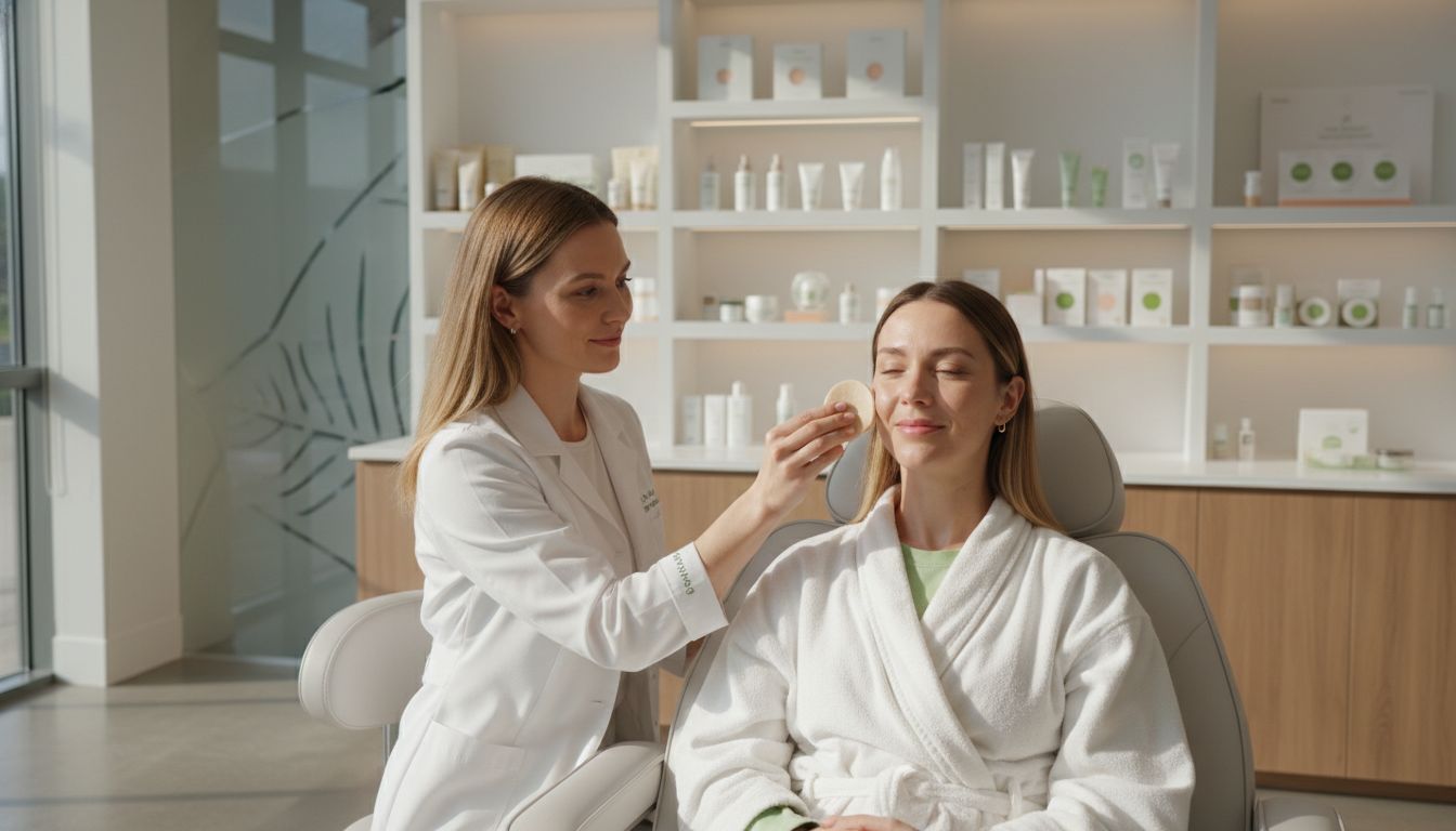 dermatologist using exfoliating pads
