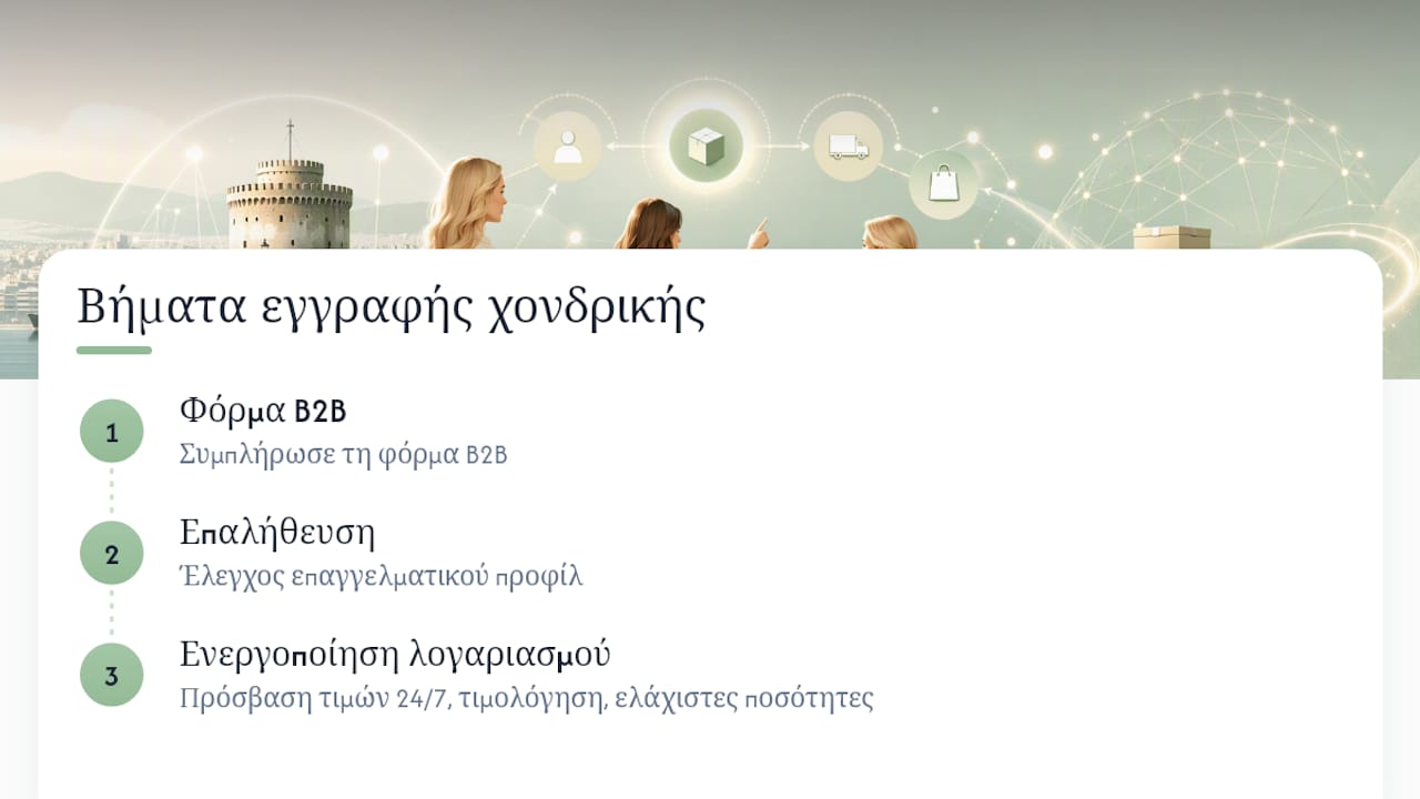 Αναλυτική παρουσίαση της διαδικασίας εγγραφής ως χονδρικός πελάτης και των πλεονεκτημάτων που προσφέρει