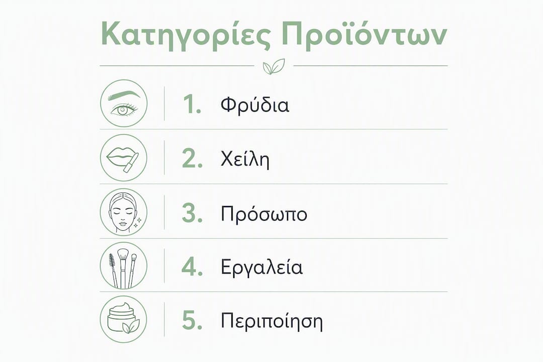 Εικονογραφημένος οδηγός με τα βασικά βήματα επιλογής προϊόντων ομορφιάς από το Makeupcloset