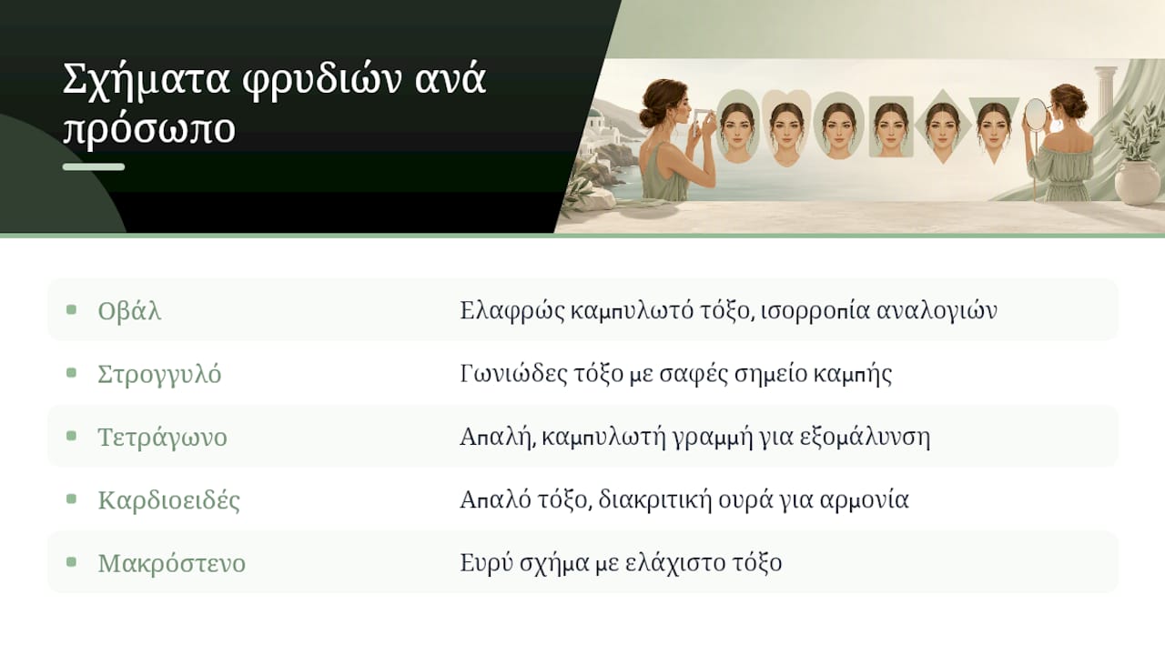 Πώς να επιλέξεις σχήμα φρυδιών ανάλογα με το πρόσωπο — overview diagram