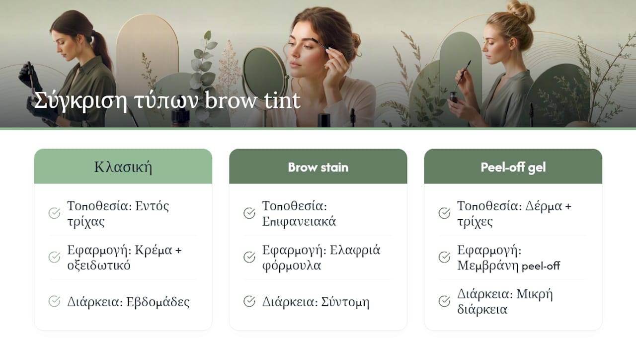 Τρεις τύποι βαφής φρυδιών και η δράση τους