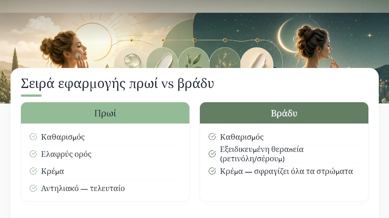 Σύγκριση πρωινής και βραδινής περιποίησης