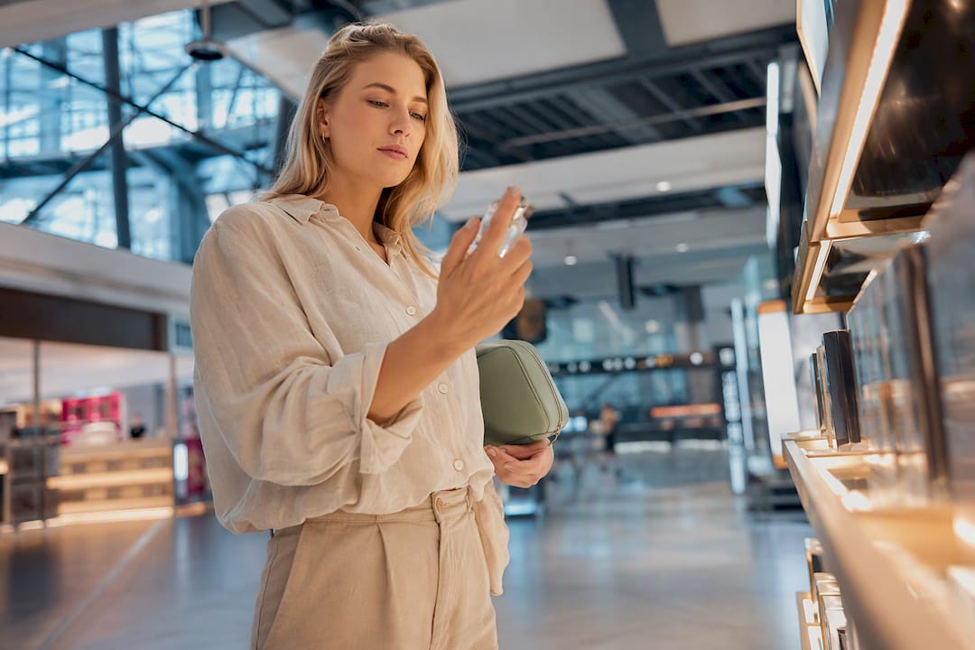 Γυναίκα σε κατάστημα duty free στο αεροδρόμιο