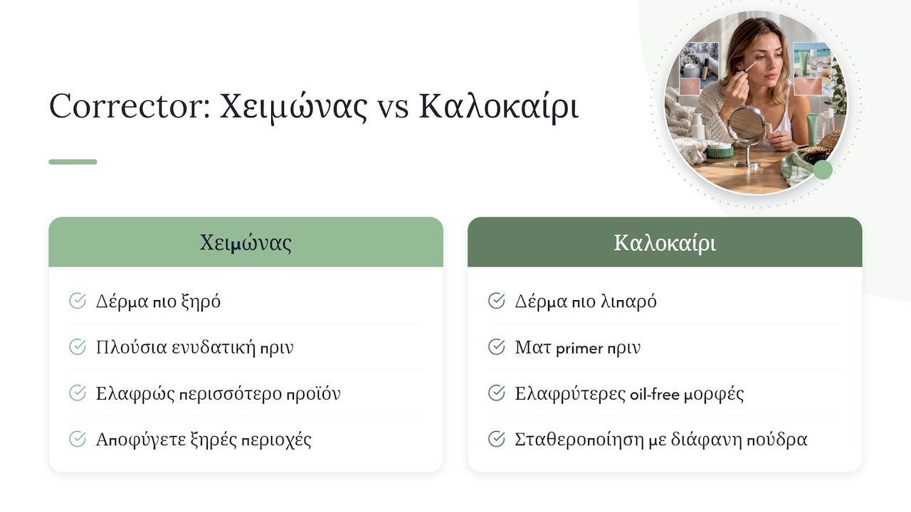 Χρήση corrector τον χειμώνα και το καλοκαίρι — overview diagram